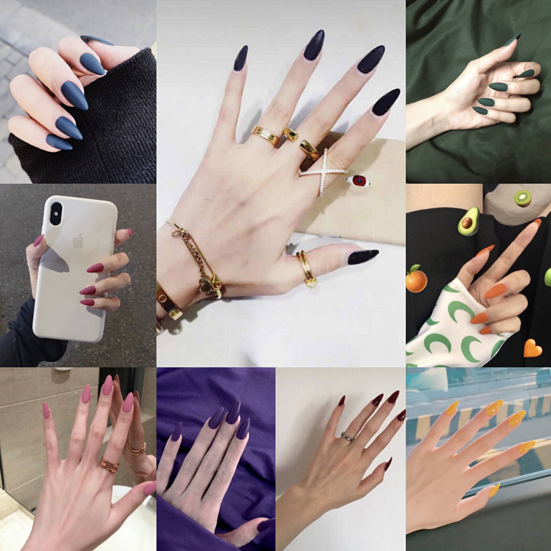 长款尖头欧美系穿戴式美甲暗黑糖果冻哑光ins成品手假指甲片全贴