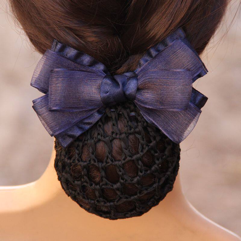 韩版绢纱职业头花发网套护士发夹简约女式银行网兜空姐