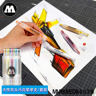 德国MOLOTOW魔乐涂水彩马克笔Aqua Twin 双头1mm 2-6mm单支/套装