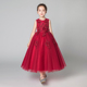 儿童礼服公主裙女童生日红色小花童主持人钢琴演出服表演长裙夏季