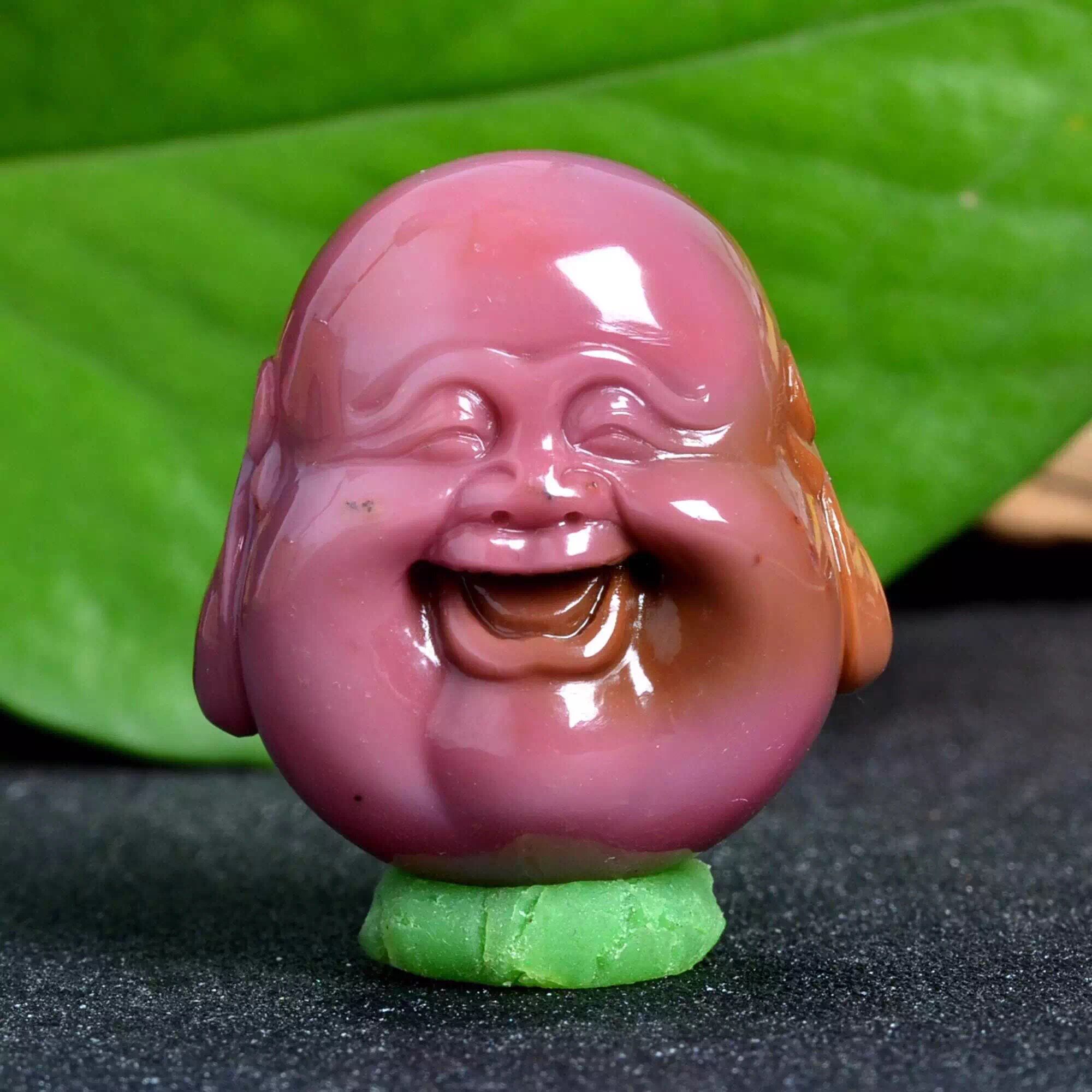 天然水晶苏工粉紫色七彩南红盐源玛瑙五彩弥勒佛吊坠佛头项坠