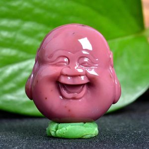 天然水晶苏工粉紫色七彩南红盐源玛瑙五彩弥勒佛吊坠佛头项坠