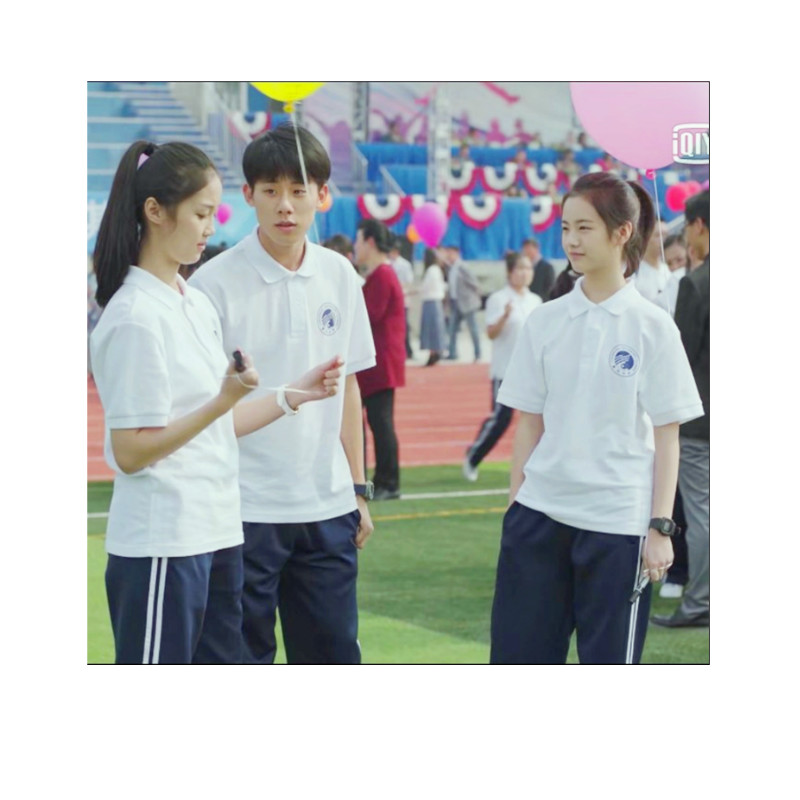 小欢喜同款校服白短袖初高中生班藏青