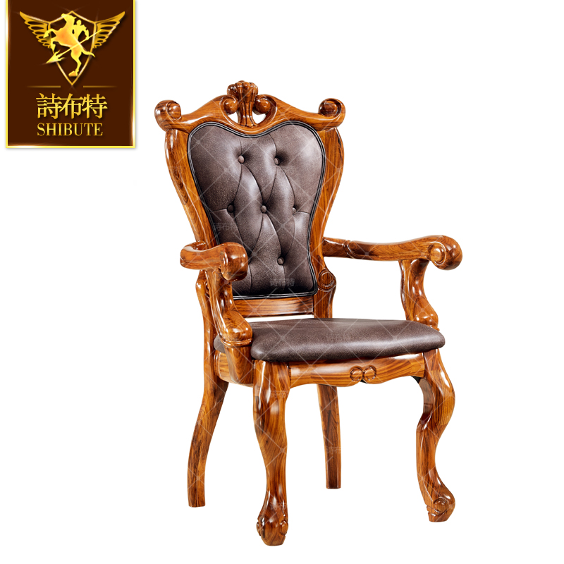 Bout European style Dining chair Ugyen wood Carved solid wood thickening The first layer cowhide Dining chair Armchair chairin the Residential furniture , Class Seats , Chairs , Ordinary Chair  category - from Buy2taobao.com to provide professional Taobao agent buy service
