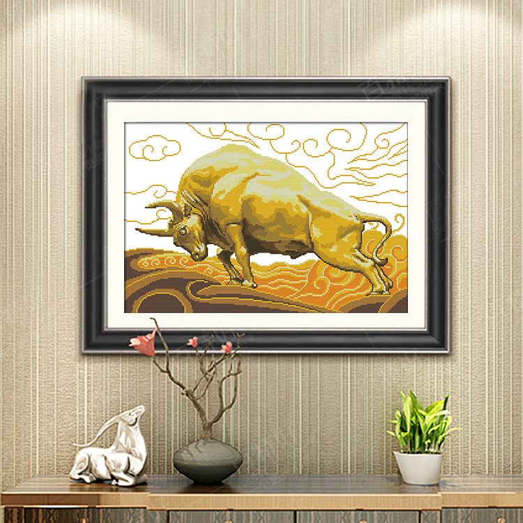 牛图案线秀十字绣印花牛气冲天十二生肖钻石画动物牛款客厅刺绣