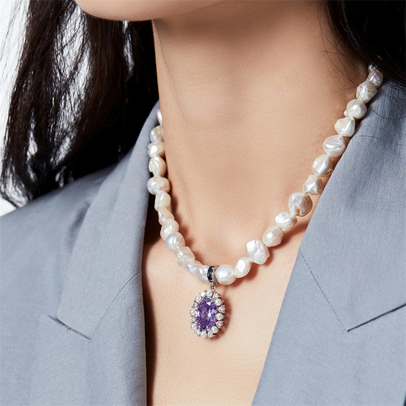 namooo娜茉异形巴洛克珍珠熔化项链女夏季设计感锁骨颈链chicpath