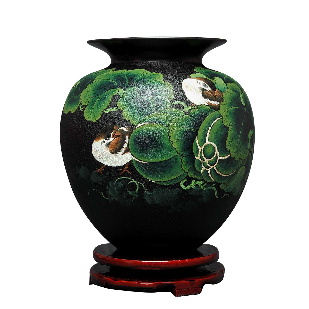 中国黑陶工艺美术大师 刘德功 手工彩绘作品《瓜图妙趣》