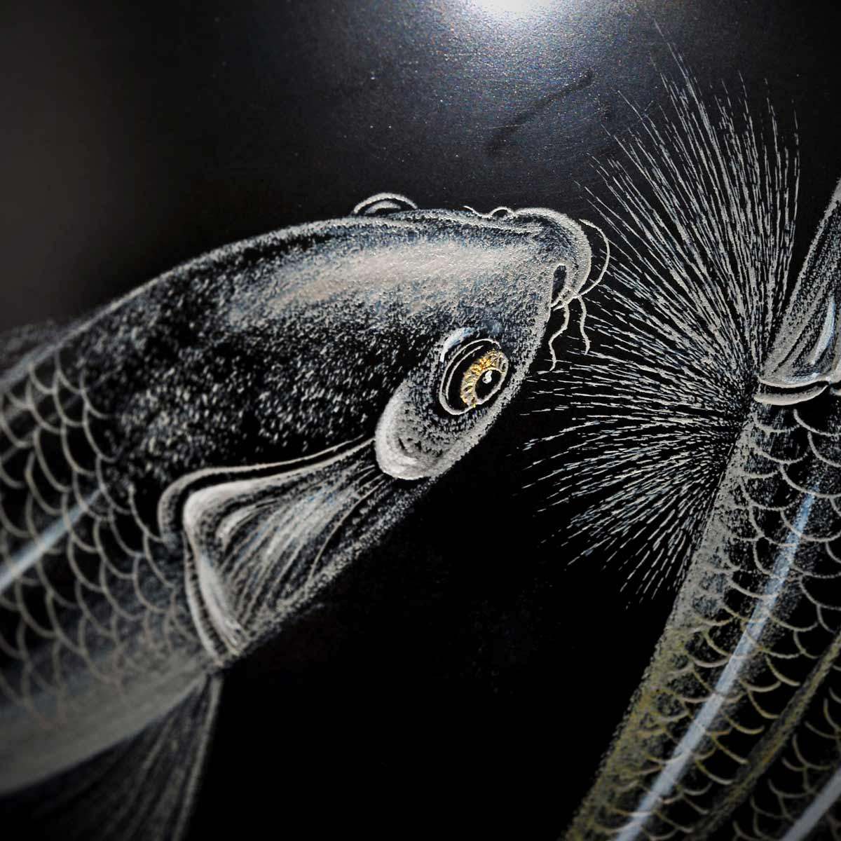 中国黑陶工艺美术大师 刘德功 手工影雕作品《如意》