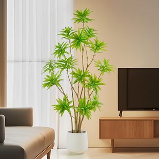 百合竹仿真绿植高端轻奢客厅电视柜旁装饰花摆件室内大型落地假树