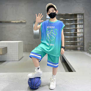 男童篮球服背心套装中大童洋气休闲速干夏装儿童10号运动篮球衣潮