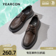 意尔康皮鞋男2025夏款真皮打孔透气休闲鞋时尚简约潮流系带运动鞋