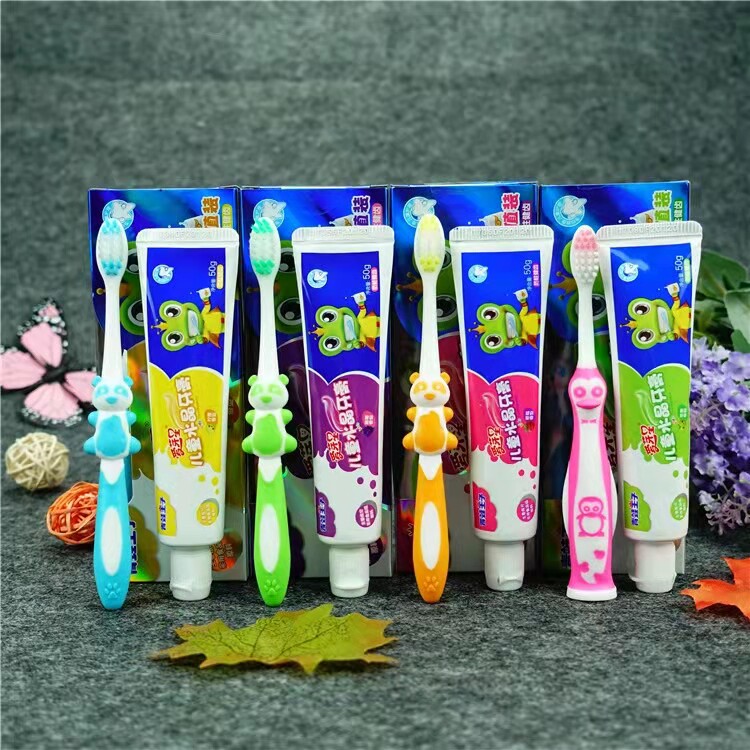青蛙王子儿童50g水晶牙膏3-12岁软毛细毛牙刷4支牙膏
