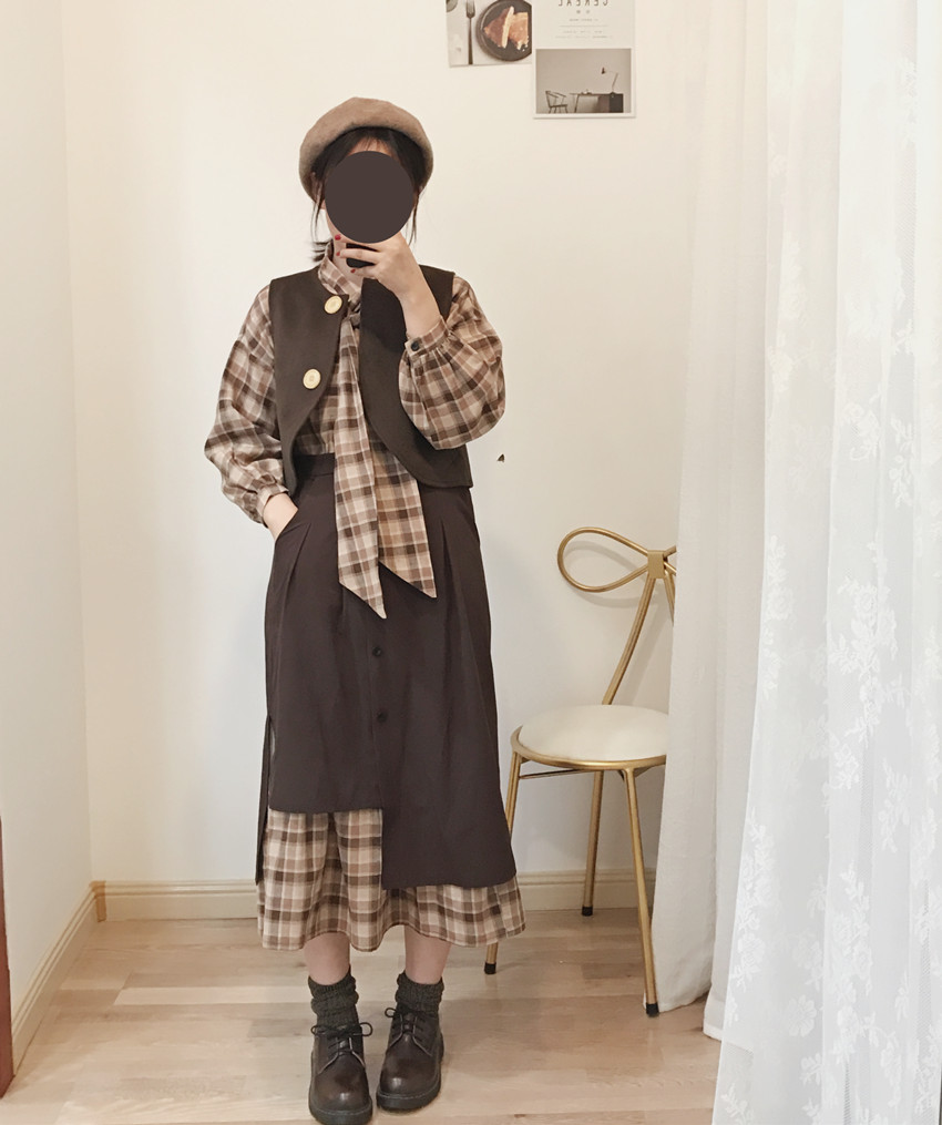原创设计宽松BF风复古学院女学生少女软妹格纹衬衫2019年秋季新款在类目 女装/女士精品, 衬衫中 - 来自Buy2taobao.com提供专业的淘宝代购服务