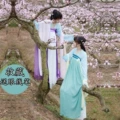 Phụ nữ Hanfu váy dài Yếu tố Trung Quốc cổ đại phong cách váy voan cải tiến trang phục cổ công chúa váy ngực đầy đặn trang phục biểu diễn - Váy dài