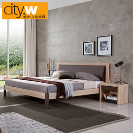 城市之窗易格家具床现代简约经济型1.8米北欧主卧1.5米实木型双人