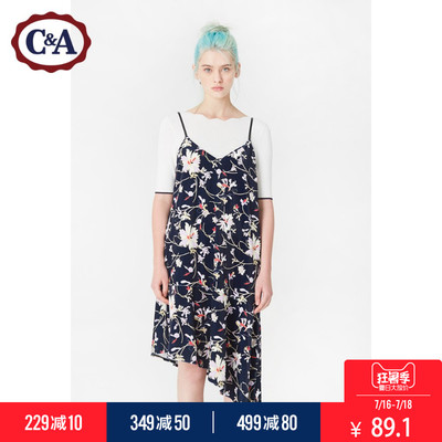 C&A CA200201862 女士印花不规则连衣裙 89.1元