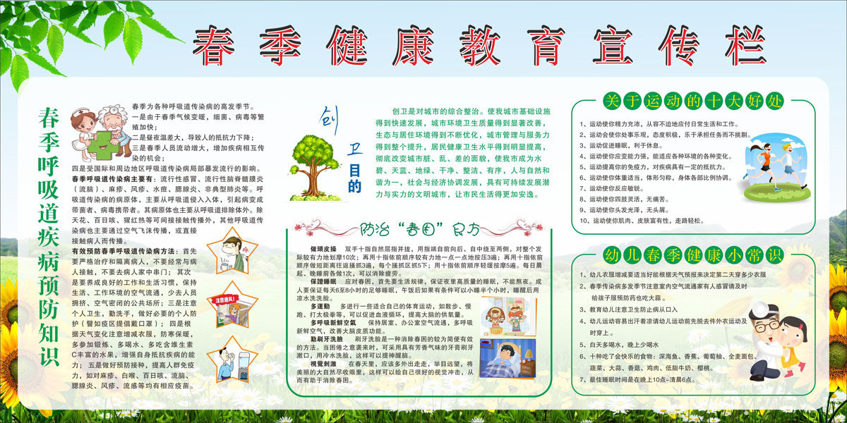 海报印制展板写真贴纸素材1349春季健康教育宣传栏写真