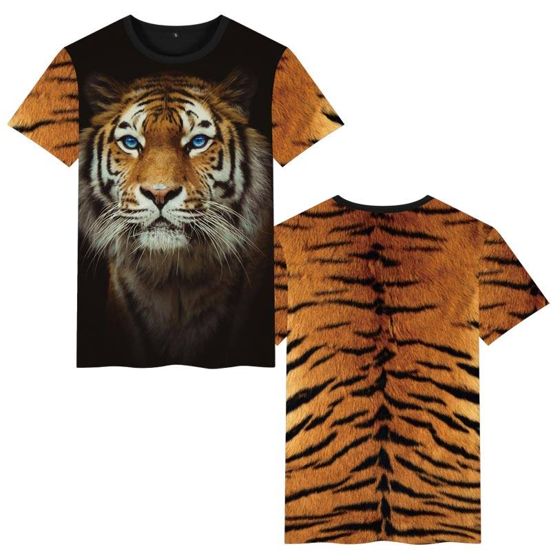 短袖t恤夏装社会_老虎3d立体动物印花短袖t恤夏装男士社会小伙街头