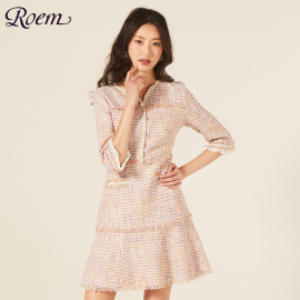 Roem2019春夏季女士气质法式修身淑女小香风连衣裙RCOW96101B