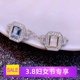 s925银戒指空托椭圆3x4mm双色个性开口戒指镶嵌宝石可调节指圈女
