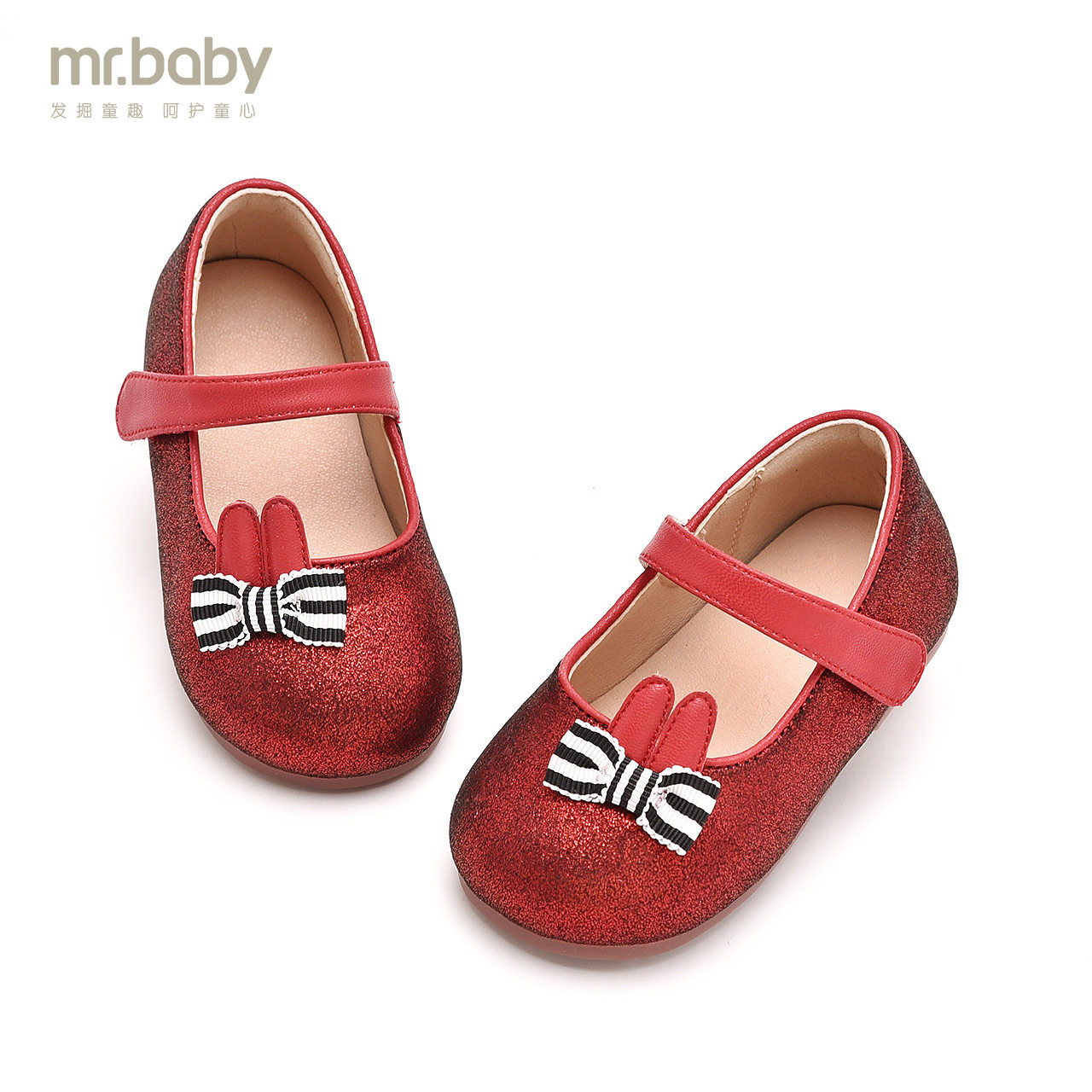 mrbaby时尚童鞋2018秋季新款俏皮女童蝴蝶结单鞋婴儿宝宝学步鞋女