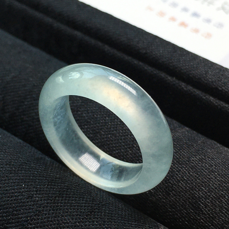 天然翡翠老坑冰种晴底蓝水戒圈扳指