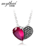 Hanging pendant ladies love Thai Red corundum necklace birthday gift 925 Silver Thailand jewelry