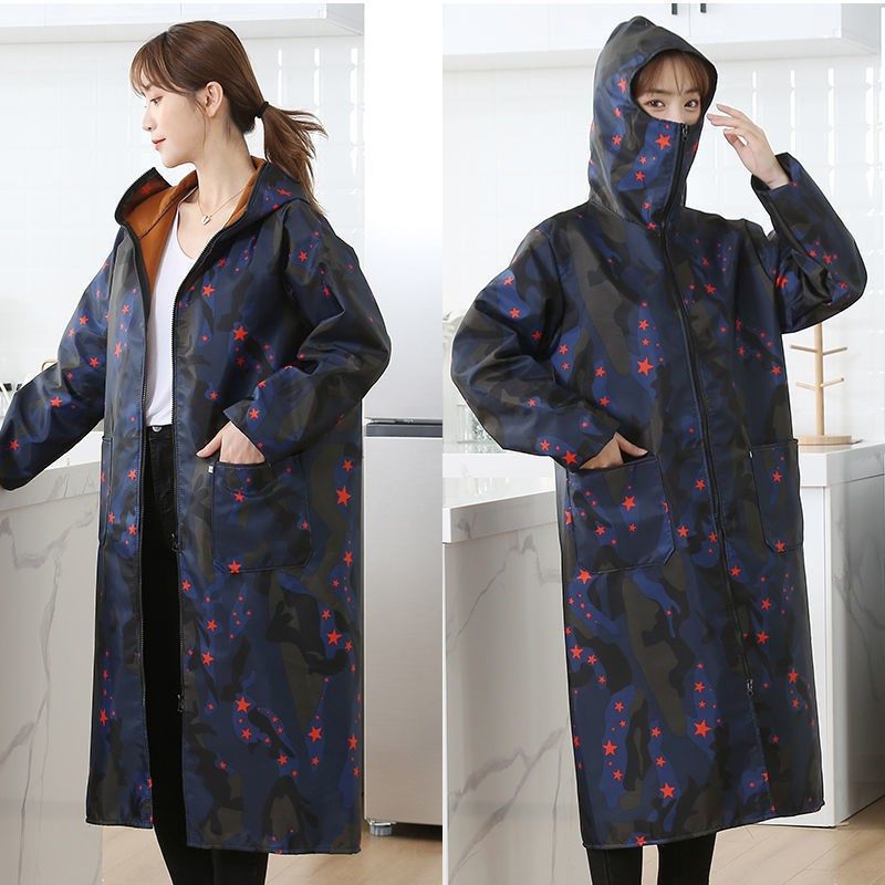 春秋加长罩衣外套女士大人冬季防水防脏工作服中长款过膝护衣冬天