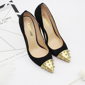 2020 尖头新款金色柳丁12厘米细高跟女士时尚单鞋