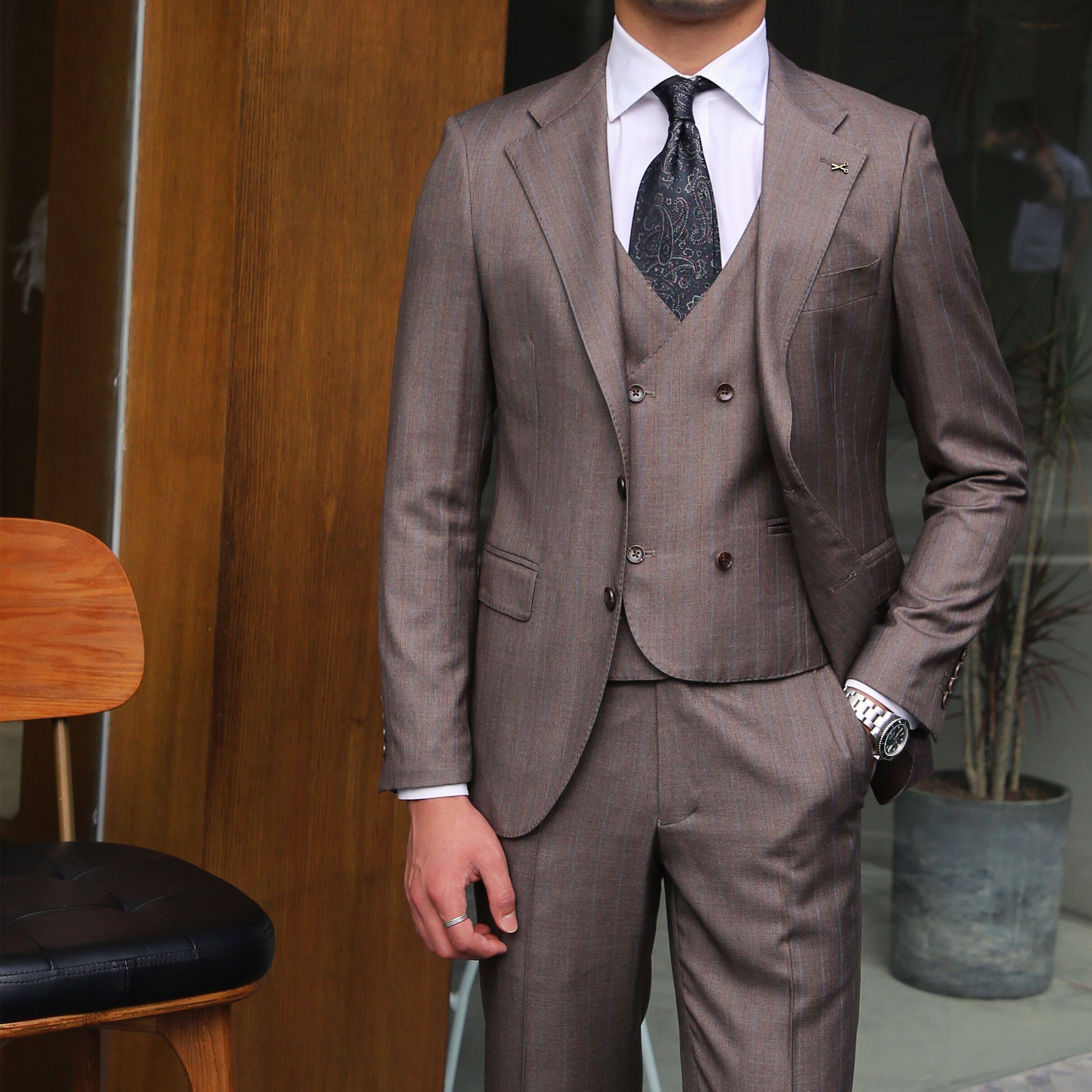 鹿三先生定制风男士修身时尚西服套装高级宴会主持西装英伦休闲潮