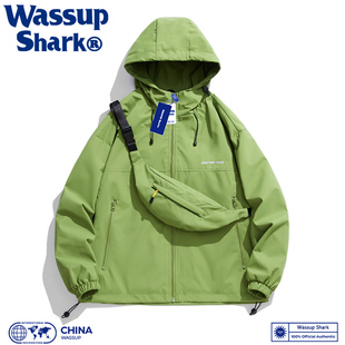 Wassup Shark冲锋衣夹克男女情侣春秋户外防风防水情侣登山服外套