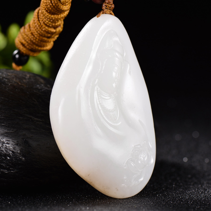 极品羊脂玉 密度过灯【老料羊脂观音】新疆和田玉羊脂玉 细润68克