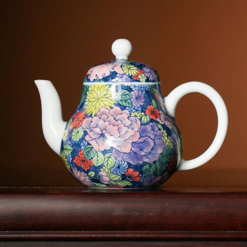 景德镇东云老师亲制全手工手绘釉下五彩万花系列茶壶茶杯多款可选