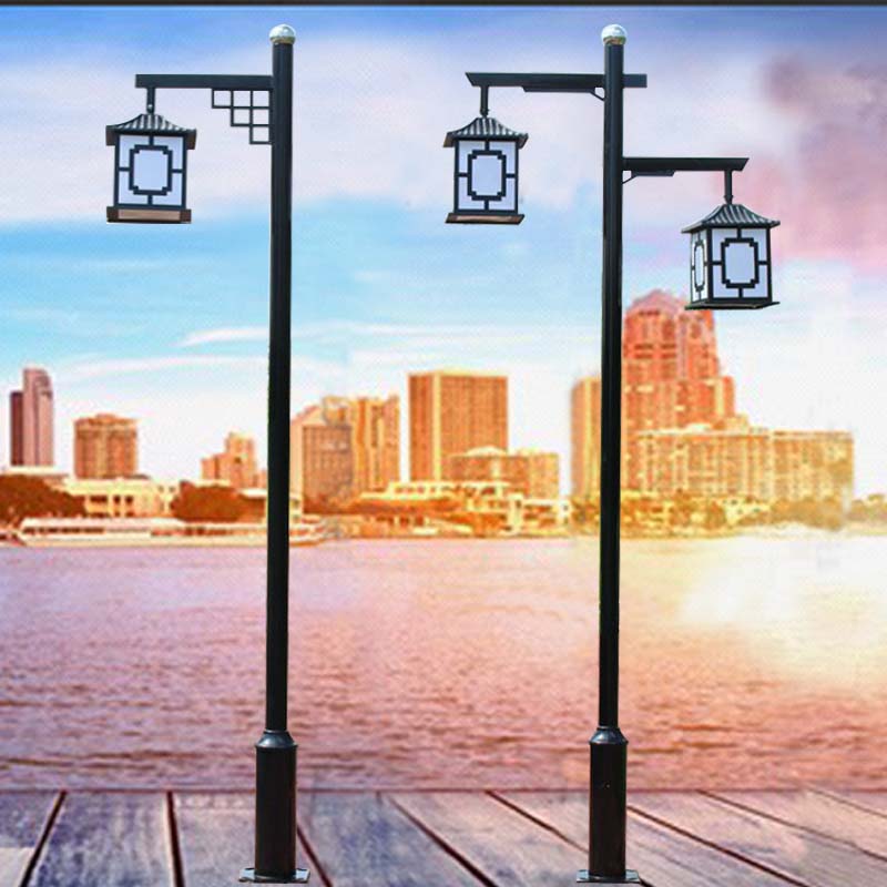 仿古庭院灯户外草坪3米4米6米双头太阳能路灯防水led景观灯笼已售2