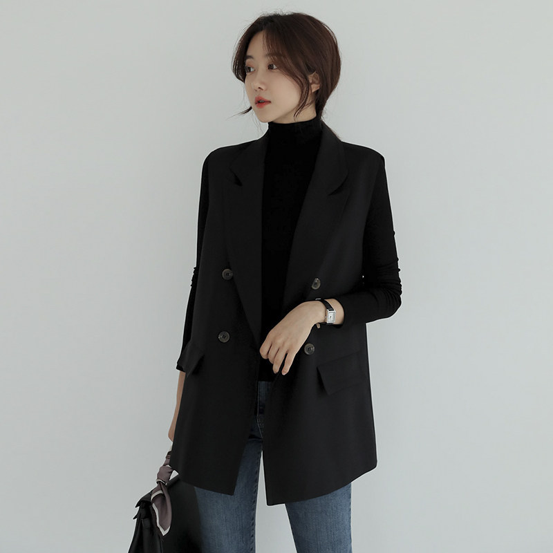 黑色马甲中长款女
