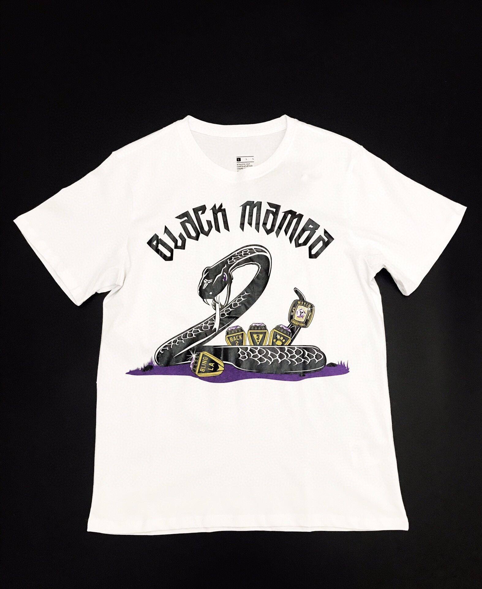 夏季新款科比kobe黑曼巴大蛇 总冠军戒指运动篮球休闲圆领t恤短袖