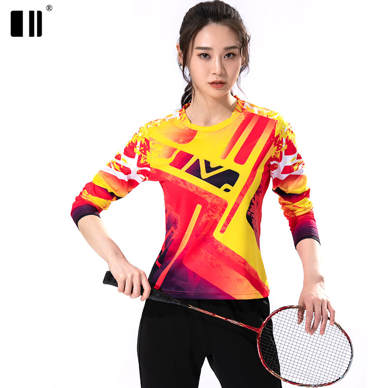 [速干型]单双号秋冬新款羽毛球服女长袖t恤乒乓球跑步运动服上衣