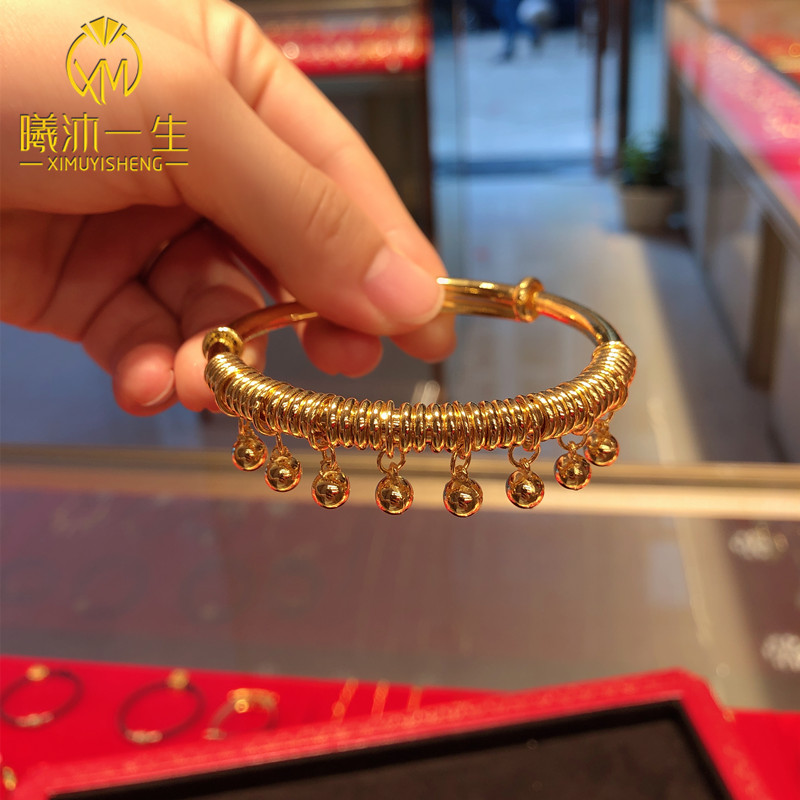 曦沐珠宝黄金手镯足金999铃铛圆圈推拉可调节风铃女款时尚休闲|msdalam kategori barang kemas/berlian/Emerald/emas, perhiasan emas (baru), barang kemas - dari Buy2taobao.com untuk memberikan perkhidmatan ejen Taobao profesional membeli
