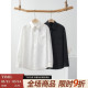 阿茶与阿古黑白衬衫男长袖春季口袋设计感高级休闲宽松纯色衬衣