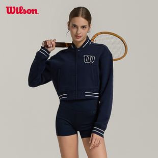 Wilson威尔胜官方24年春季新款女士CENTRAL运动短款针织棒球外套