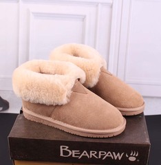 新款bearpaw熊掌雪地靴牛皮羊毛一体女棉鞋冬季翻毛口面包鞋短靴