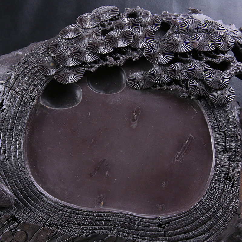 端砚泰斗亚太地区手工艺大师 黎铿作品 《松风》砚