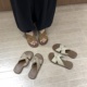 亚麻交叉带露趾平底拖鞋女夏外穿2025年新款仙女风度假沙滩凉拖鞋