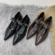 法式复古甜酷玛丽珍鞋设计感小众低跟单鞋尖头黑色小皮鞋2024冬秋