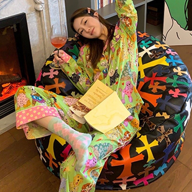 周雨彤同款karenmabon睡衣女春秋卡通印花宠物睡衣套装女士家居服