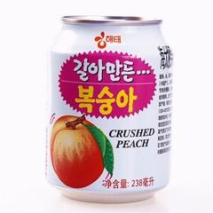 韩国进口海太桃果粒果汁夏季饮料饮品纯果味黄桃果汁238ml