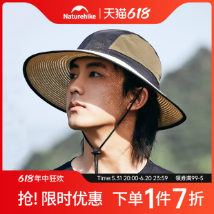 Naturehike挪客夏季新款户外运动防晒帽草帽男女宽松大帽檐渔夫帽