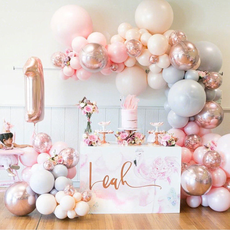 粉灰玫瑰金气球ins网红清新风气球装饰高端生日派对布置装扮用品