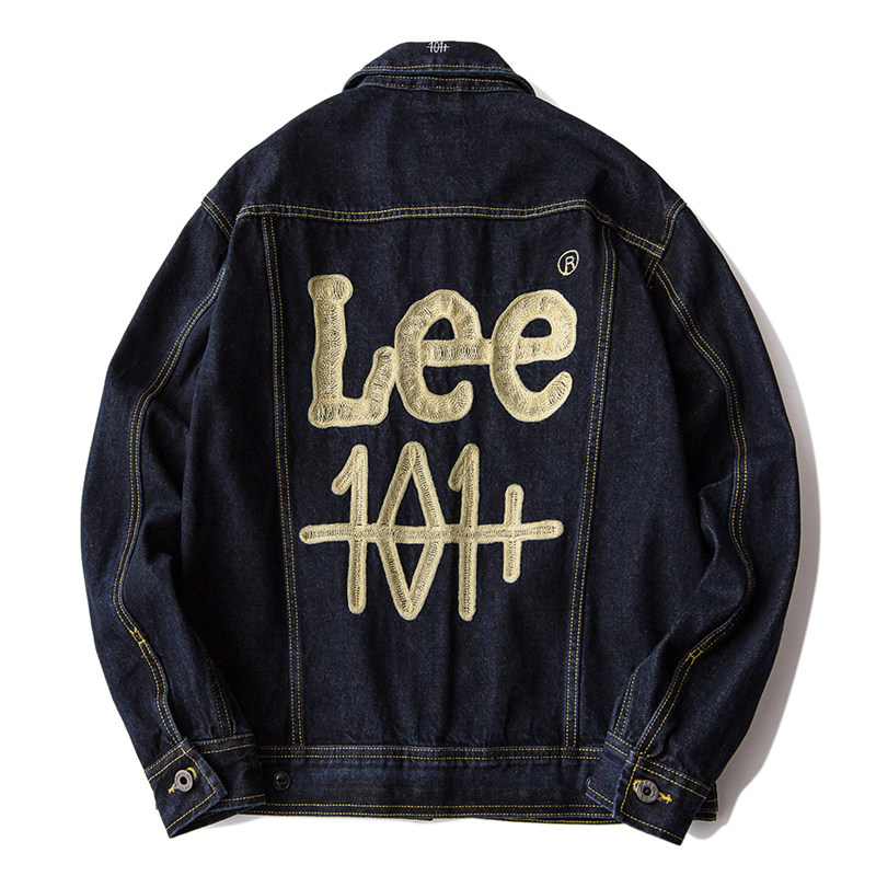 lee秋季男装101原色刺绣牛仔外套男士翻领夹克l418285dg898