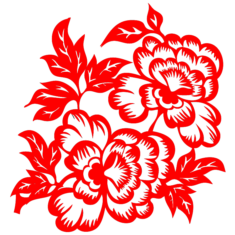 剪纸fe04古典花卉窗花玻璃橱窗装饰贴墙装裱喜字